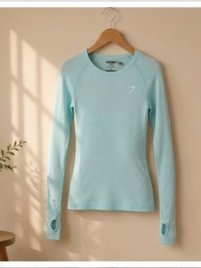 Gymshark Vital Seamless Long Sleeve Top Aqua Turquoise Size S